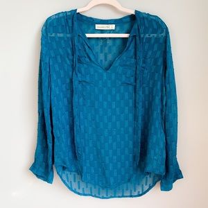NWOT Abercrombie & Fitch Teal Semi-Sheer Blouse